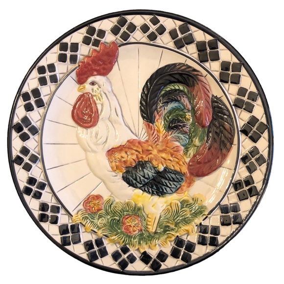 CBK Other - Vintage CBK Black Checked Rooster Plate